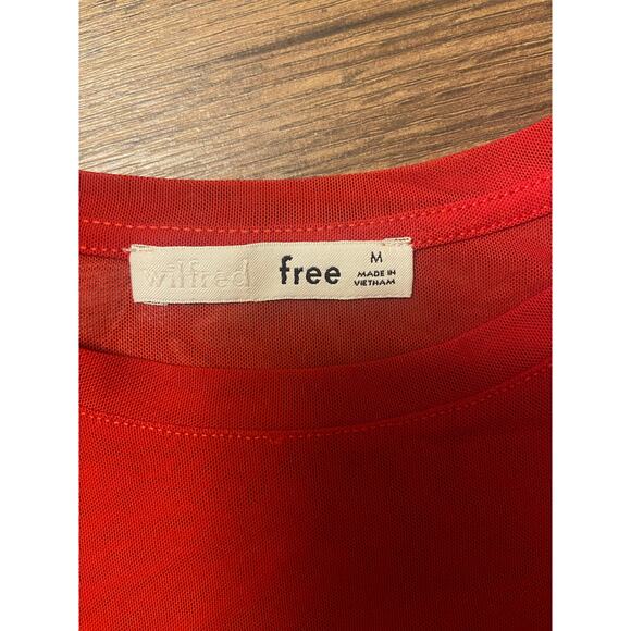 EUC Wilfred Free Red Mesh Sheer Crewneck Jamilla Tee sz: M - Picture 4 of 7